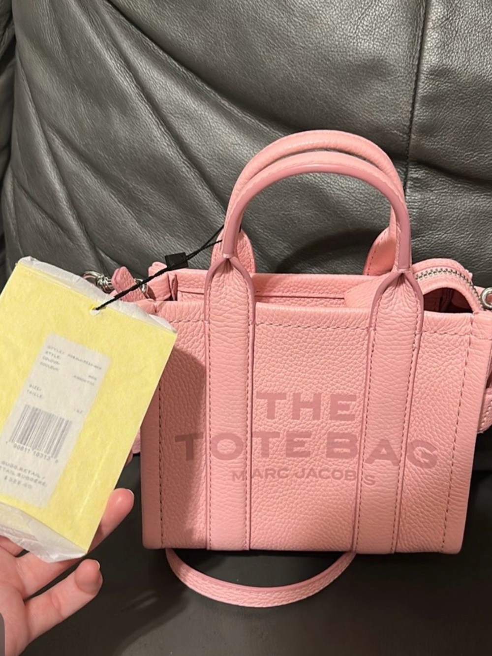 Marc Jacobs Mini Tote Bag in Light Pink Pebbled Leather - Picture 3 of 4